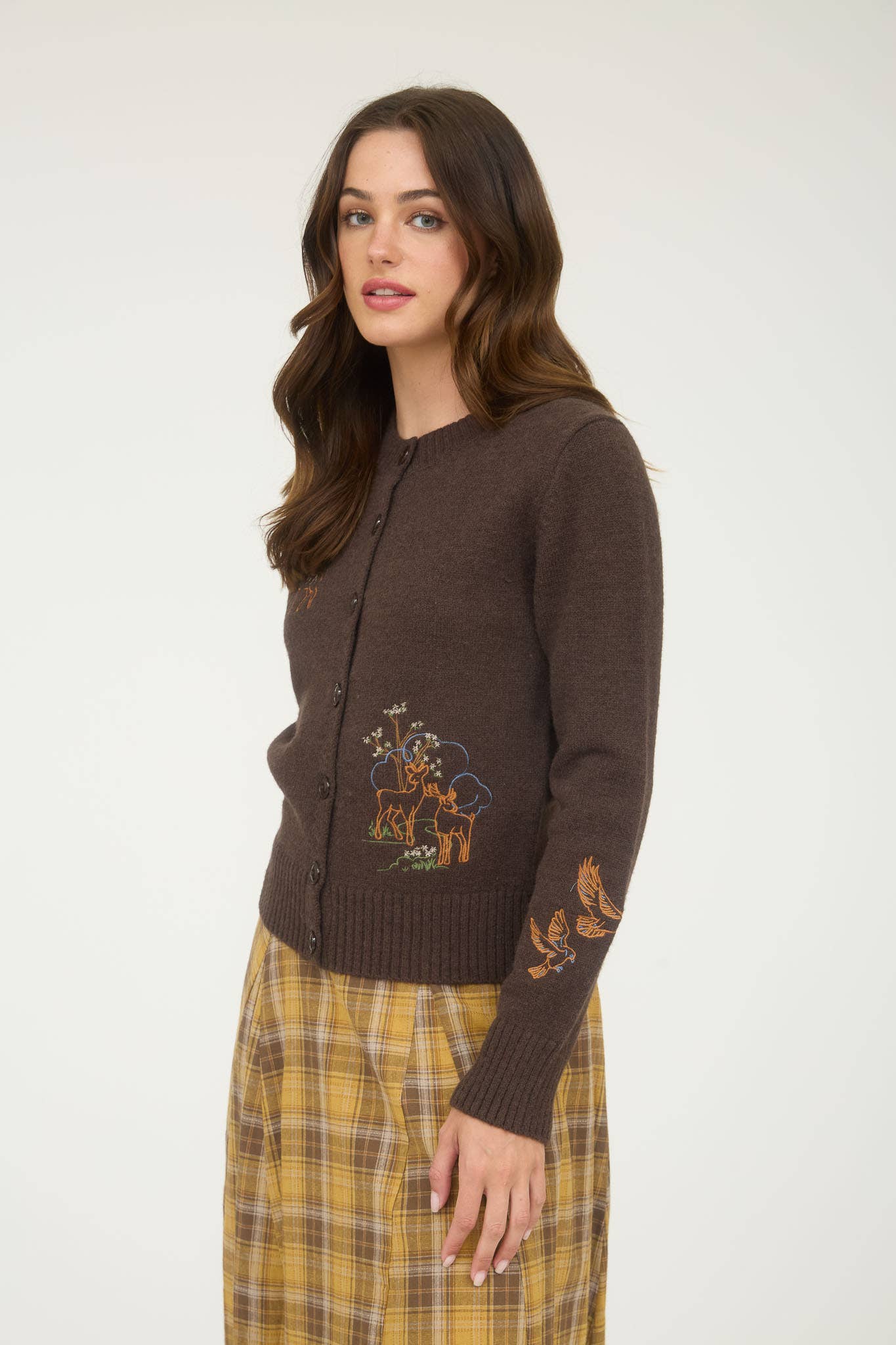 Animal Embroidery Button Down Cardigan