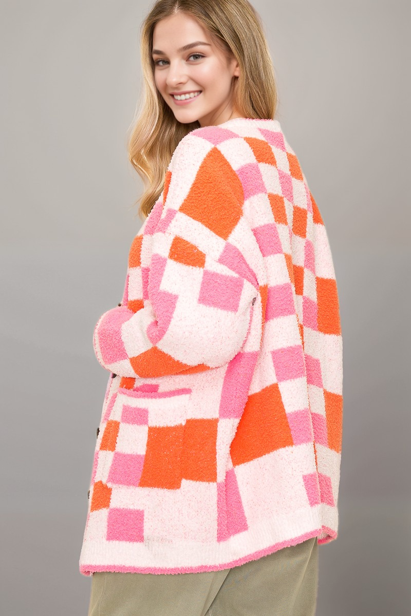 Sunset Checkered Cardigan