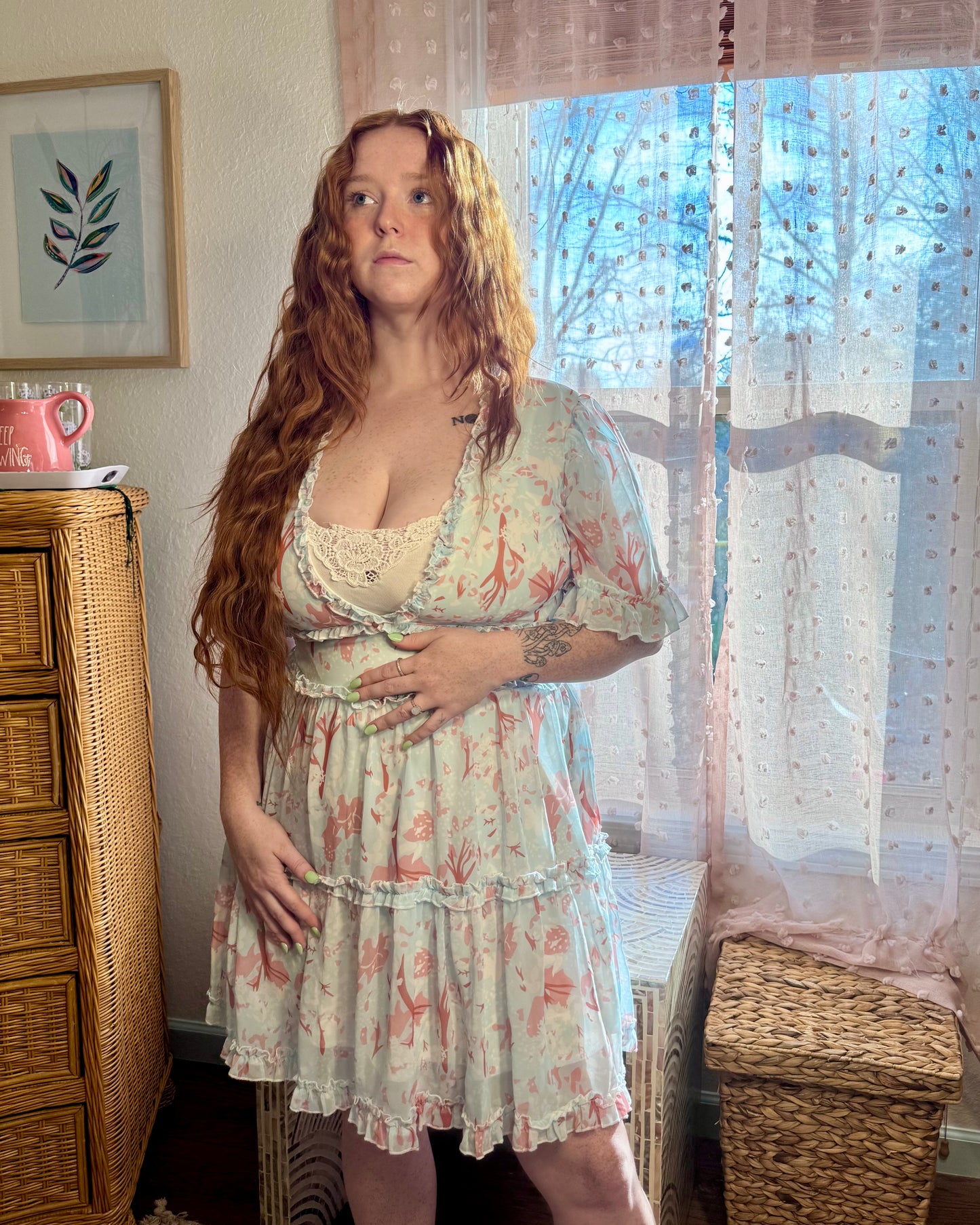 Beautiful Floral Dress L Consignment