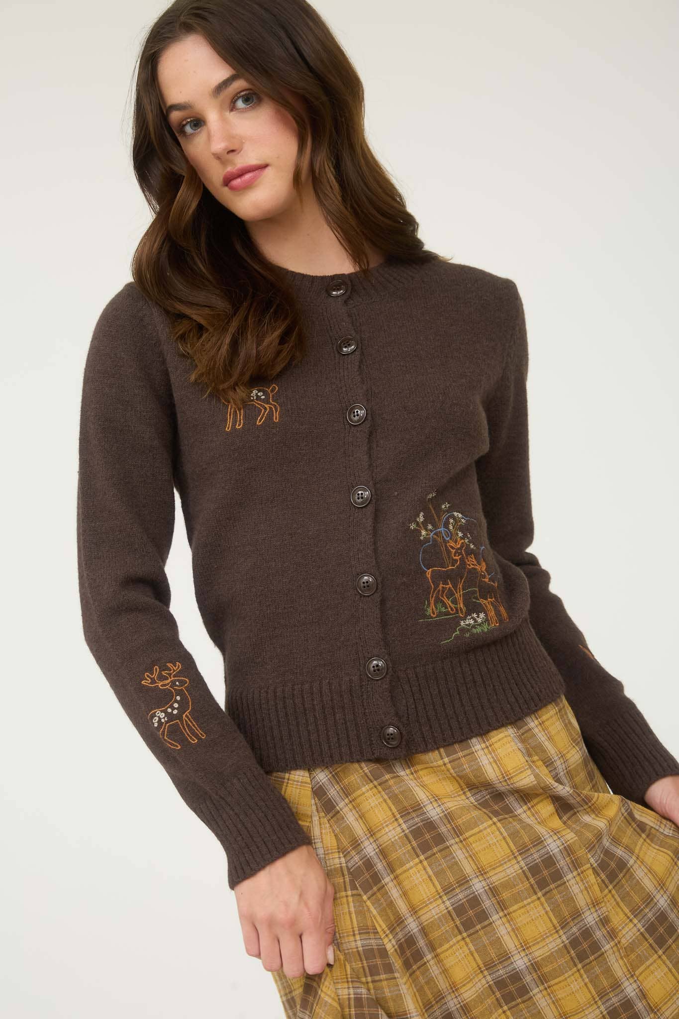 Animal Embroidery Button Down Cardigan