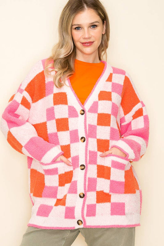 Sunset Checkered Cardigan