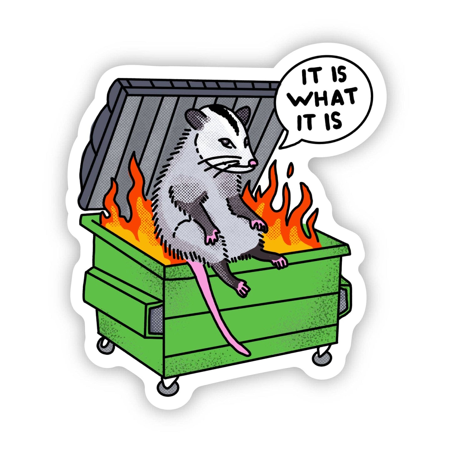 Opossum Dumpster Fire Sticker