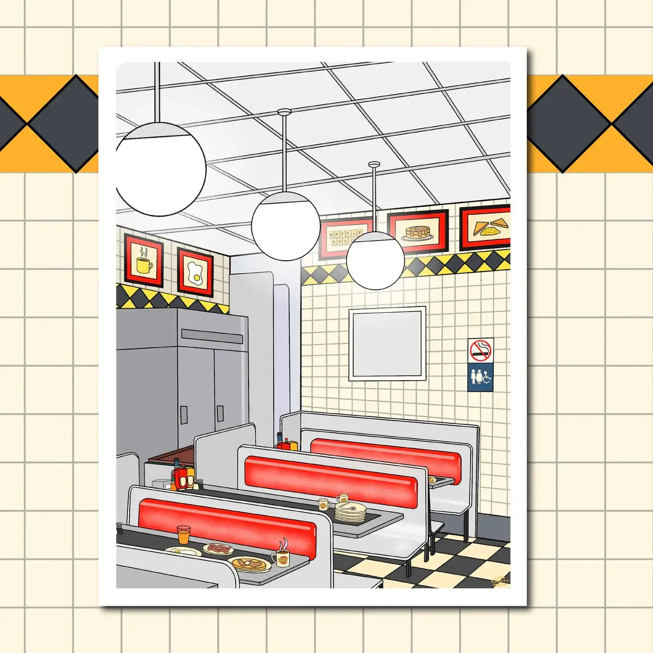 Waffle House Dining Room 5x7 Print