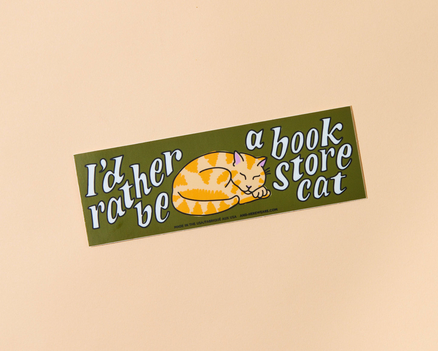 Rather Be a Bookstore Cat Bumper Sticker