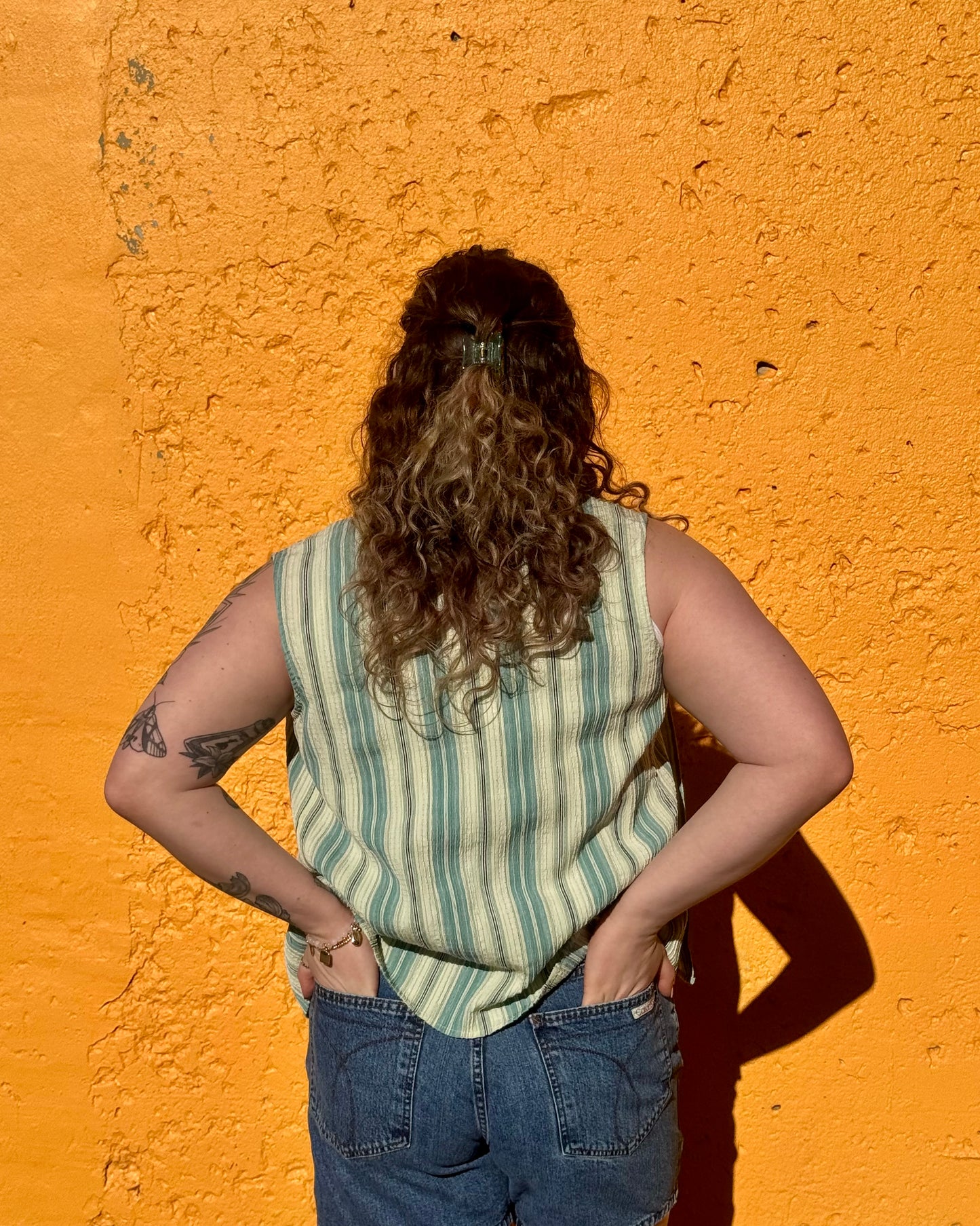 Striped Button Up Tank M Vintage