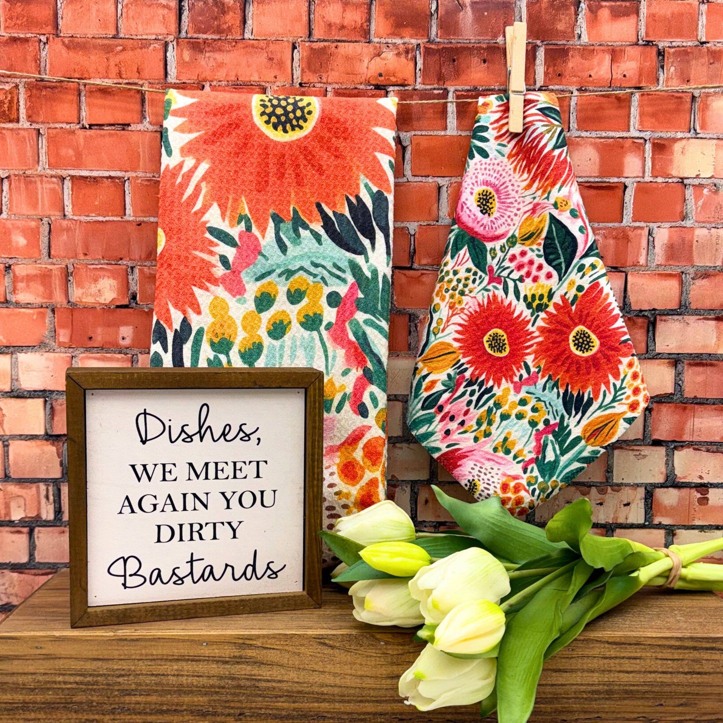 Summer Tropical Flowers Waffle Washcloth