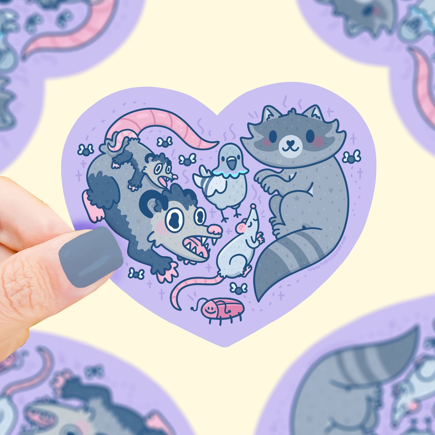 Heart Trash Animals Sticker