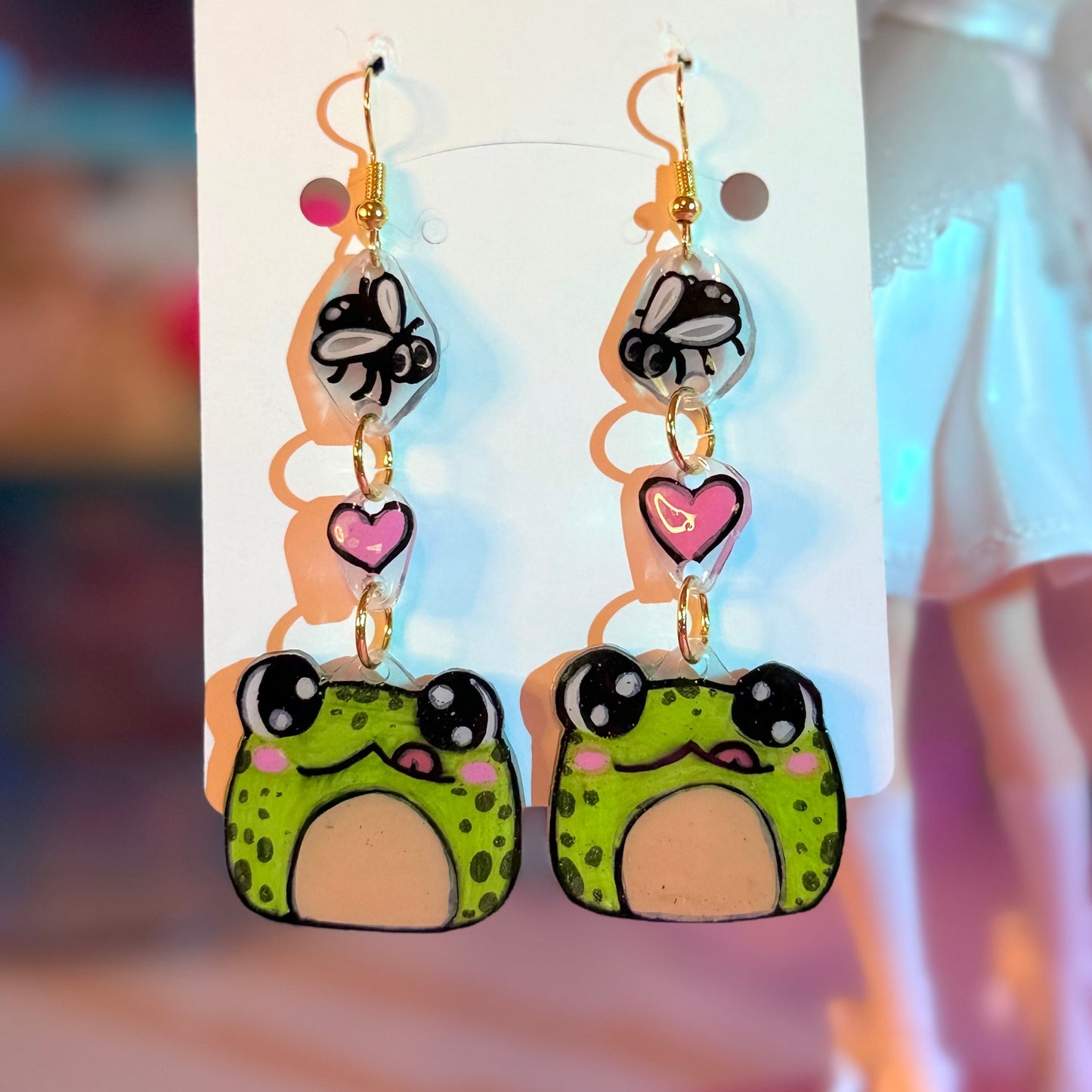 Hungry Frog Shrinky Dink Earrings