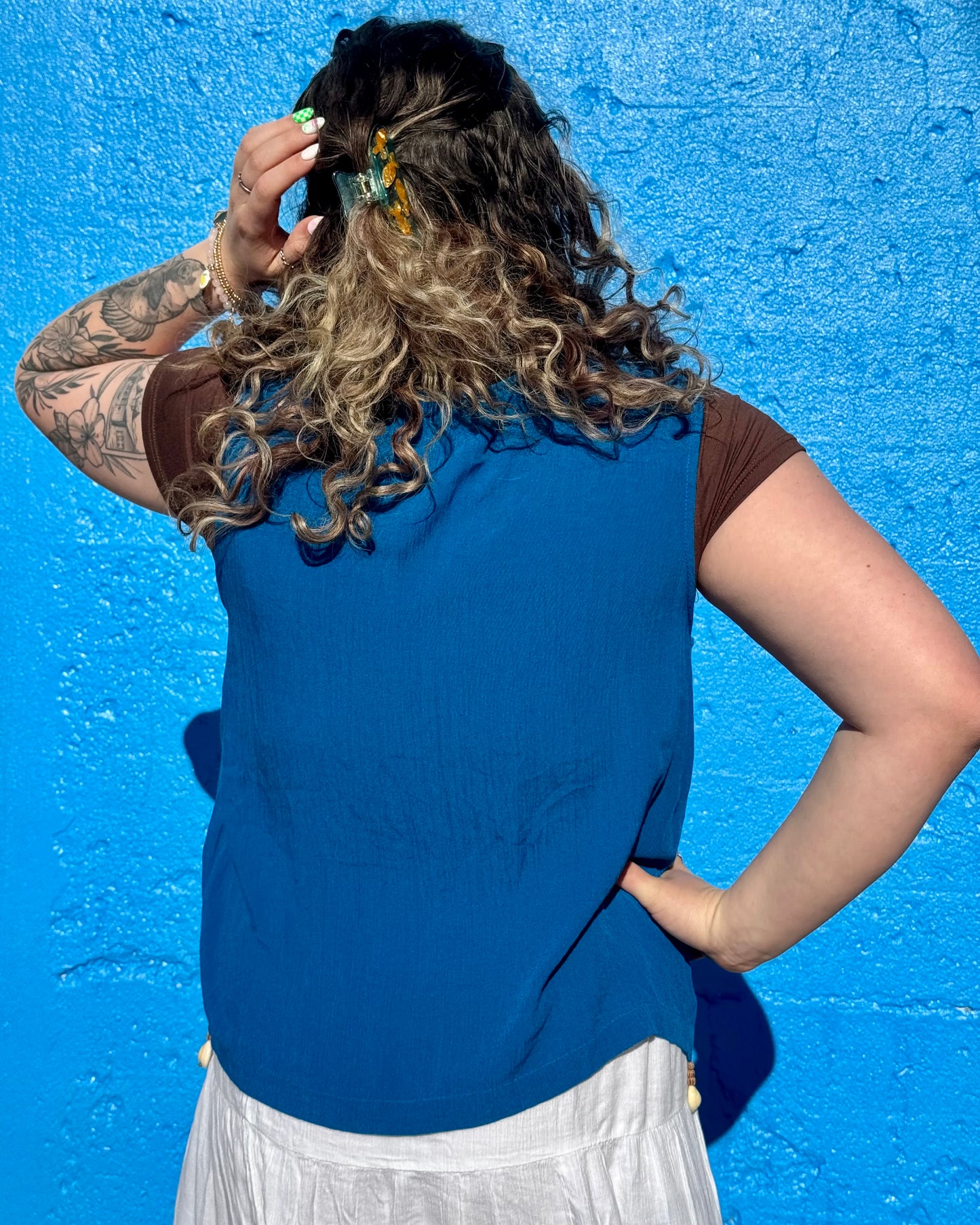 Blue Seashell Vest M/L Vintage