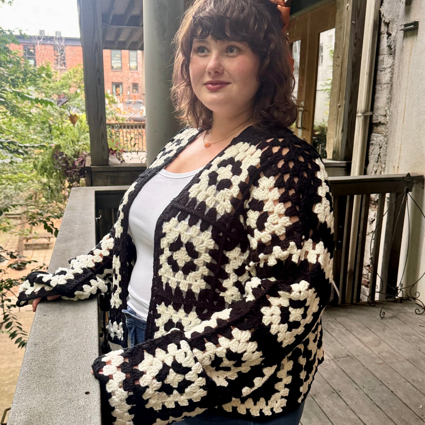 Granny Crochet Cropped Cardigan
