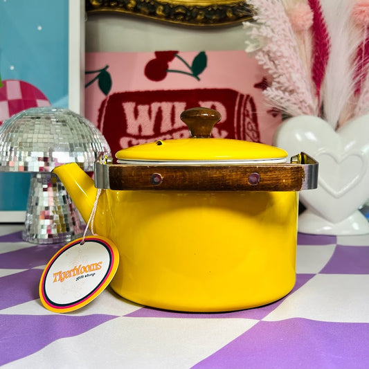 Rustic Yellow Tea Kettle Vintage