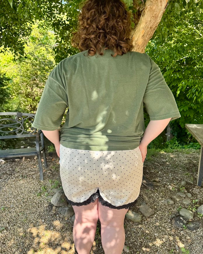 Plus Polka Dot Lace Trim Short
