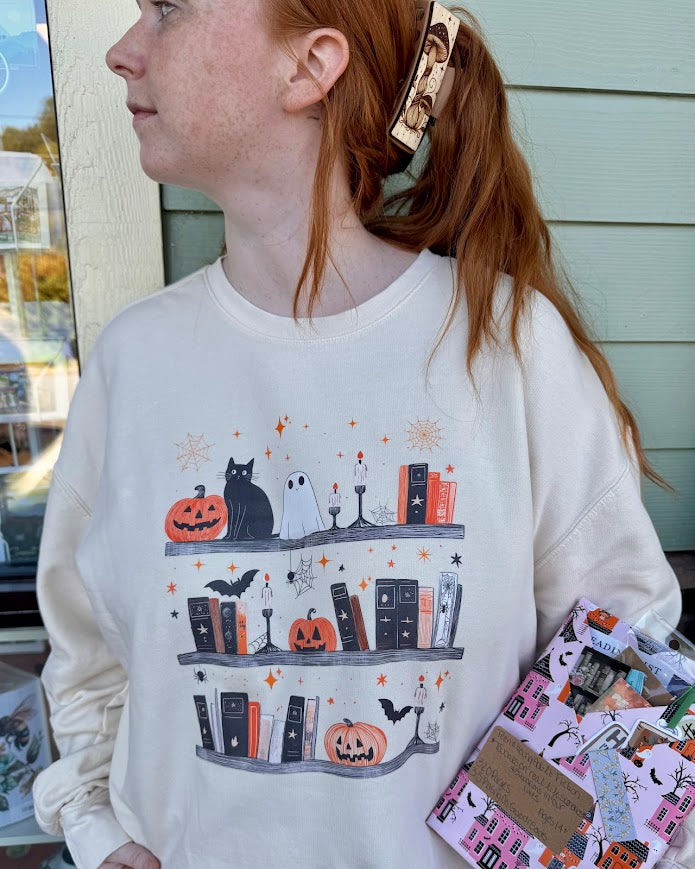 Spooky Bookshelf Comfort Color Sweatshirt