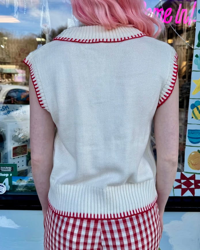 Strawberry Patch Sleeveless Knit Top