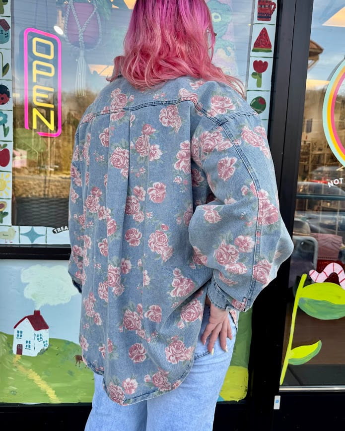 Dusty Rose Denim Shacket