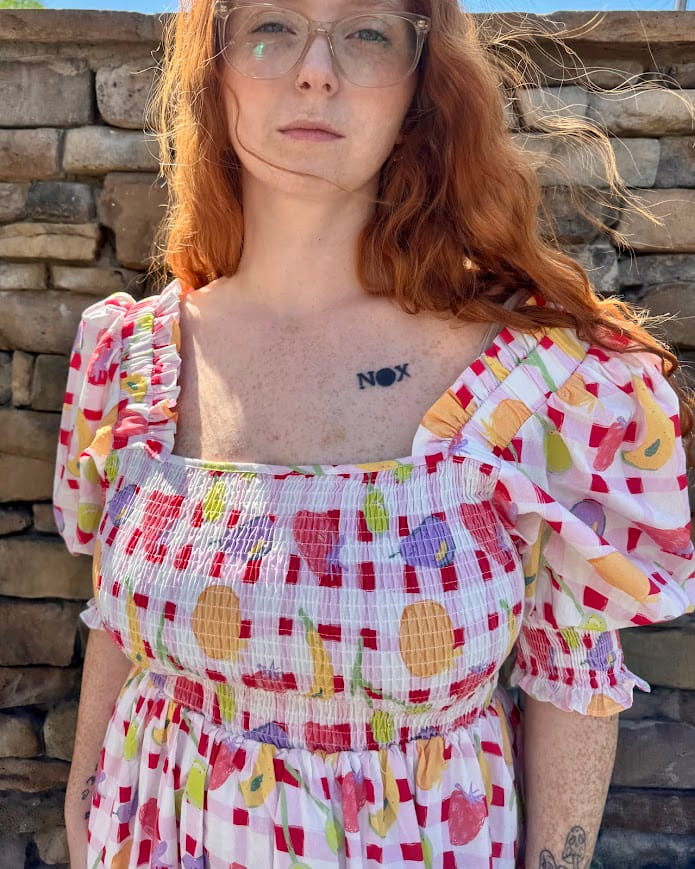 Fruit Picnic Puff Mini Dress
