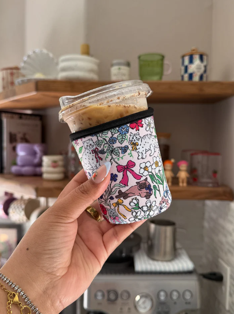 Kitty Garden Small Iced Coffee Sleeve