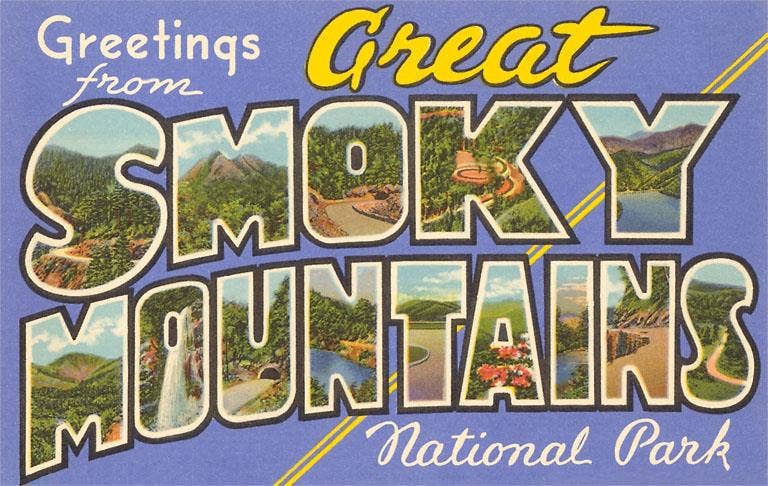 Greetings from Smoky Mountains Blue Magnet