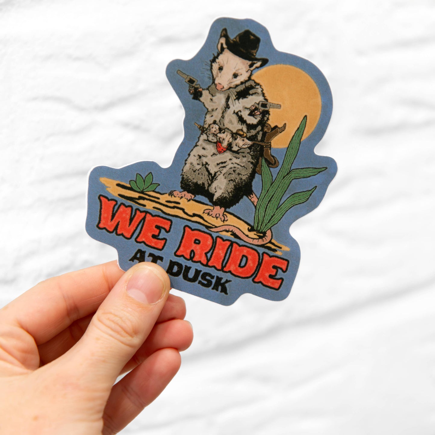 Opossum Cowboy Sticker