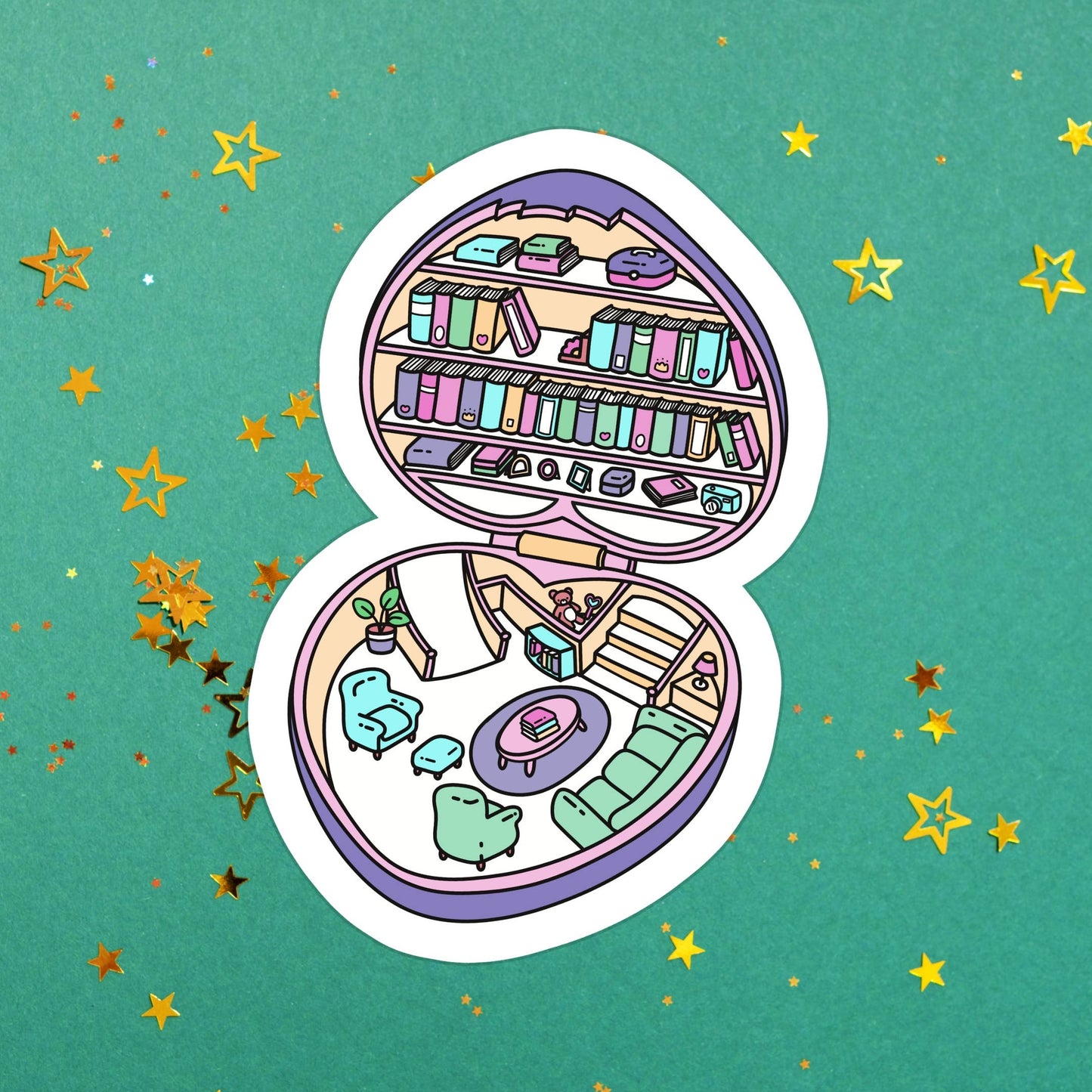 Polly Pocket Library Glitter Sticker