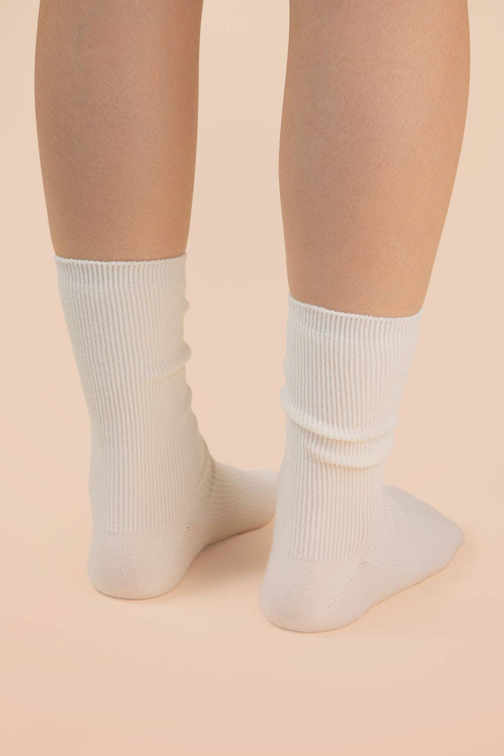 Cream Ribbed Mock Socks