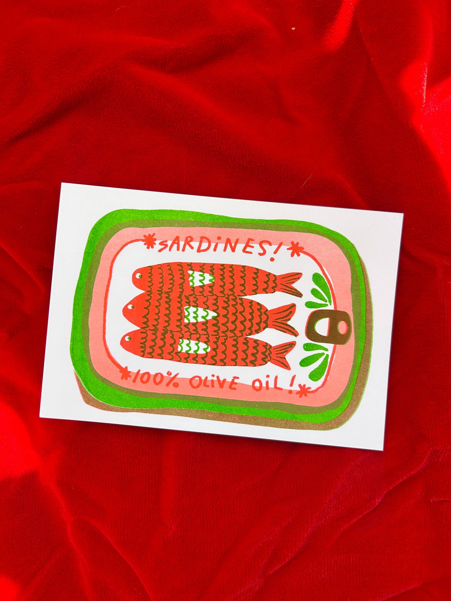 Tinned Sardines Risograph 5x7 Art Print