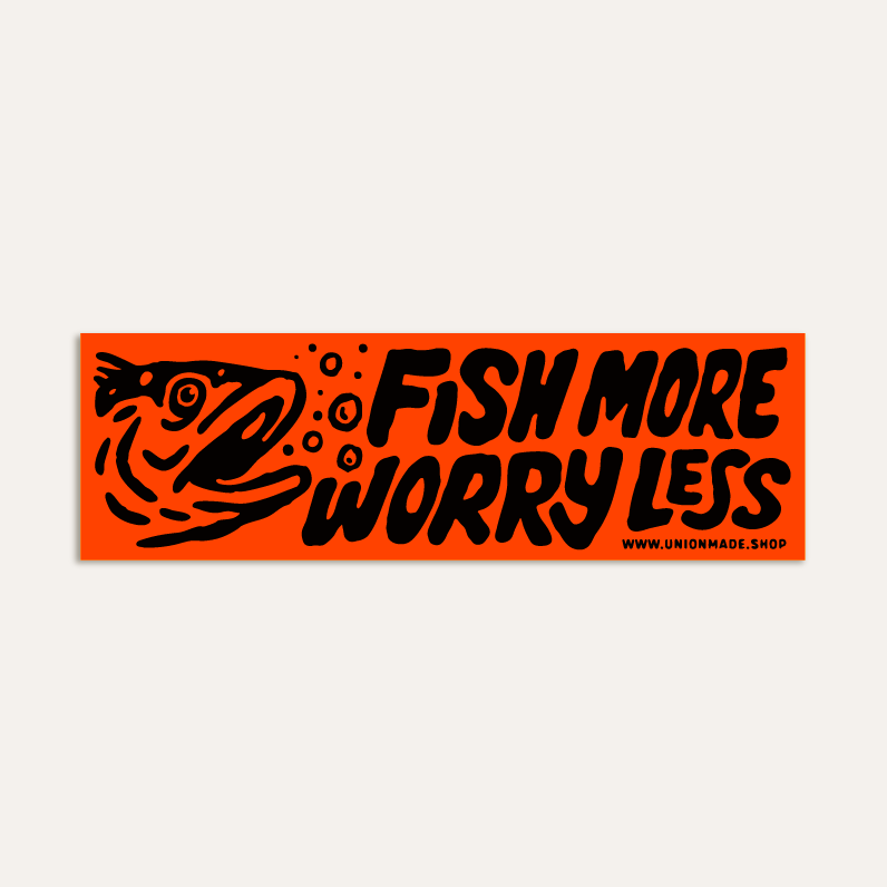 Fish More Worry Less Bumper Sticker