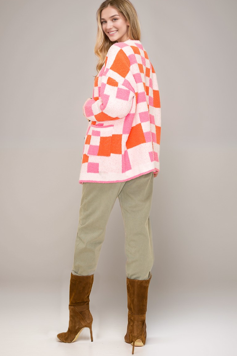 Sunset Checkered Cardigan