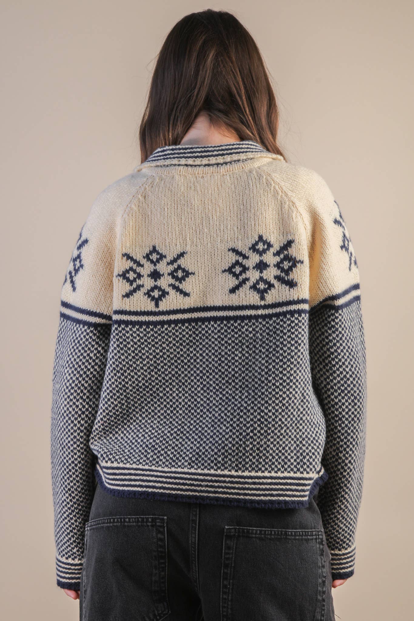 Collared Knit Sweater Cardigan
