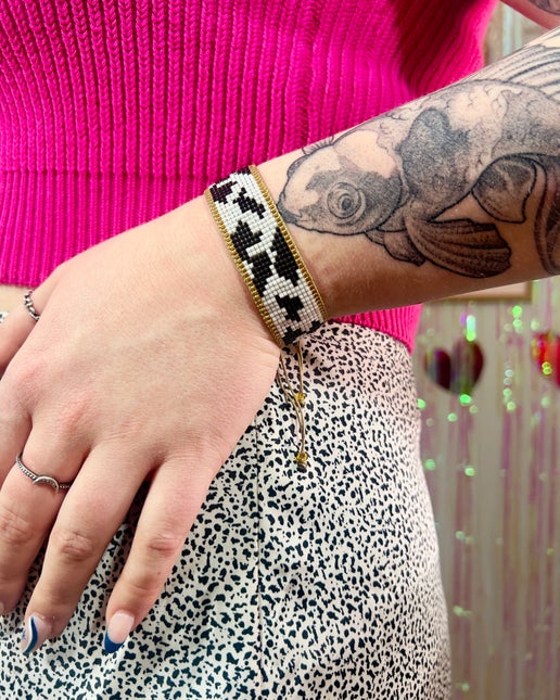 Cow Print Seed Bead Bracelet
