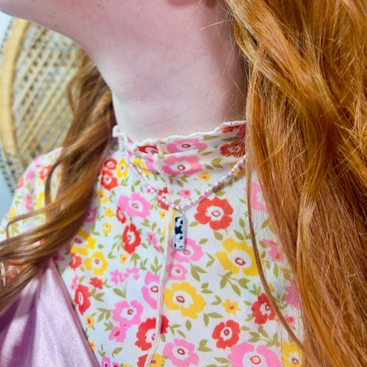 Keep Mooovin' On Pink Cow Beaded Choker