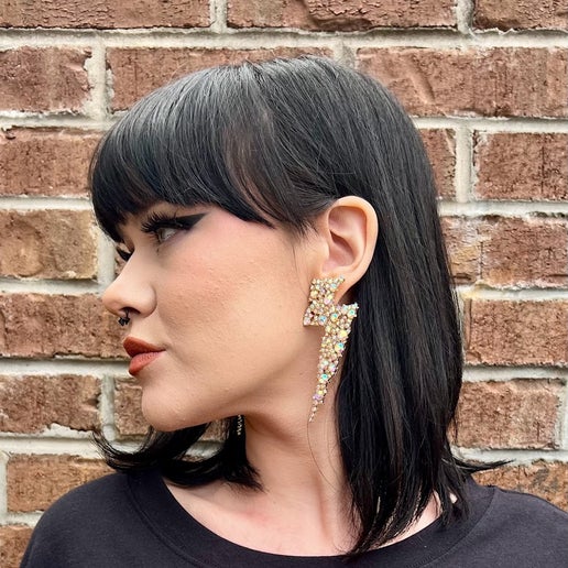 Rhinestone Lightning Bolt Earrings