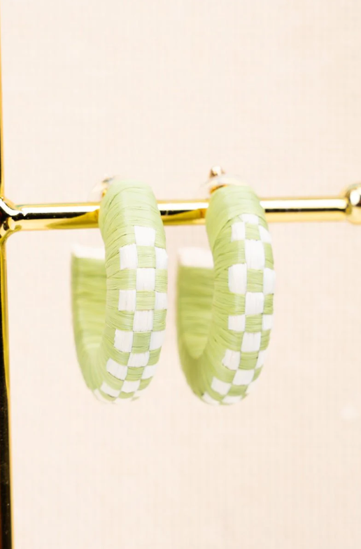 Bahama Sage Raffia Hoop Earrings