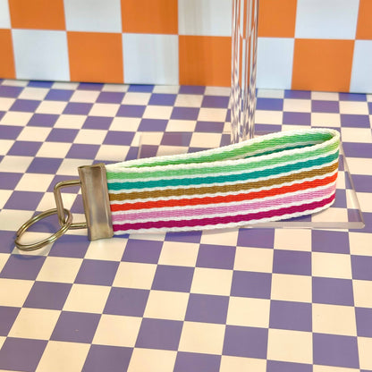 Striped Handmade Wristlet Keychain