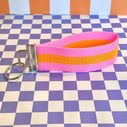 Neon Pink Orange Handmade Wristlet