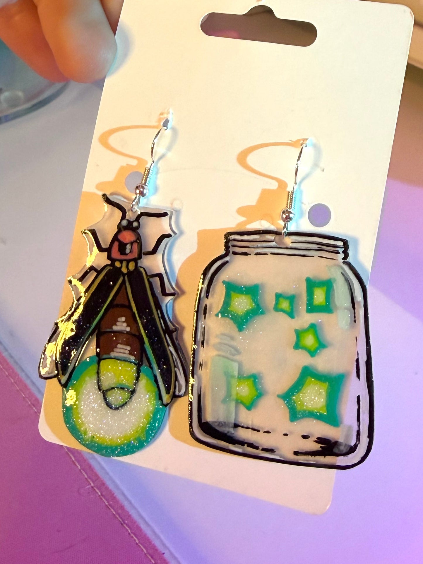 Lightning Bug Shrinky Dink Earrings