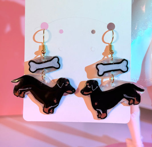 Weenie Dog Shrinky Dink Earrings
