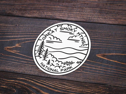 Great Smoky Mountains White Sticker