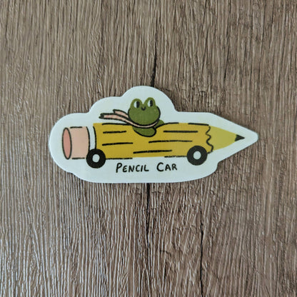 Frog in a Pencil Car Sticker
