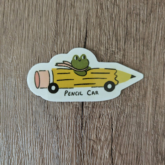 Frog in a Pencil Car Sticker
