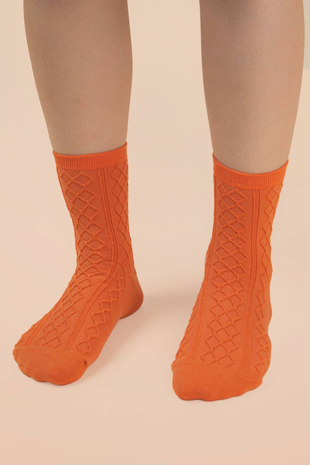 Orange Argyle Crew Socks