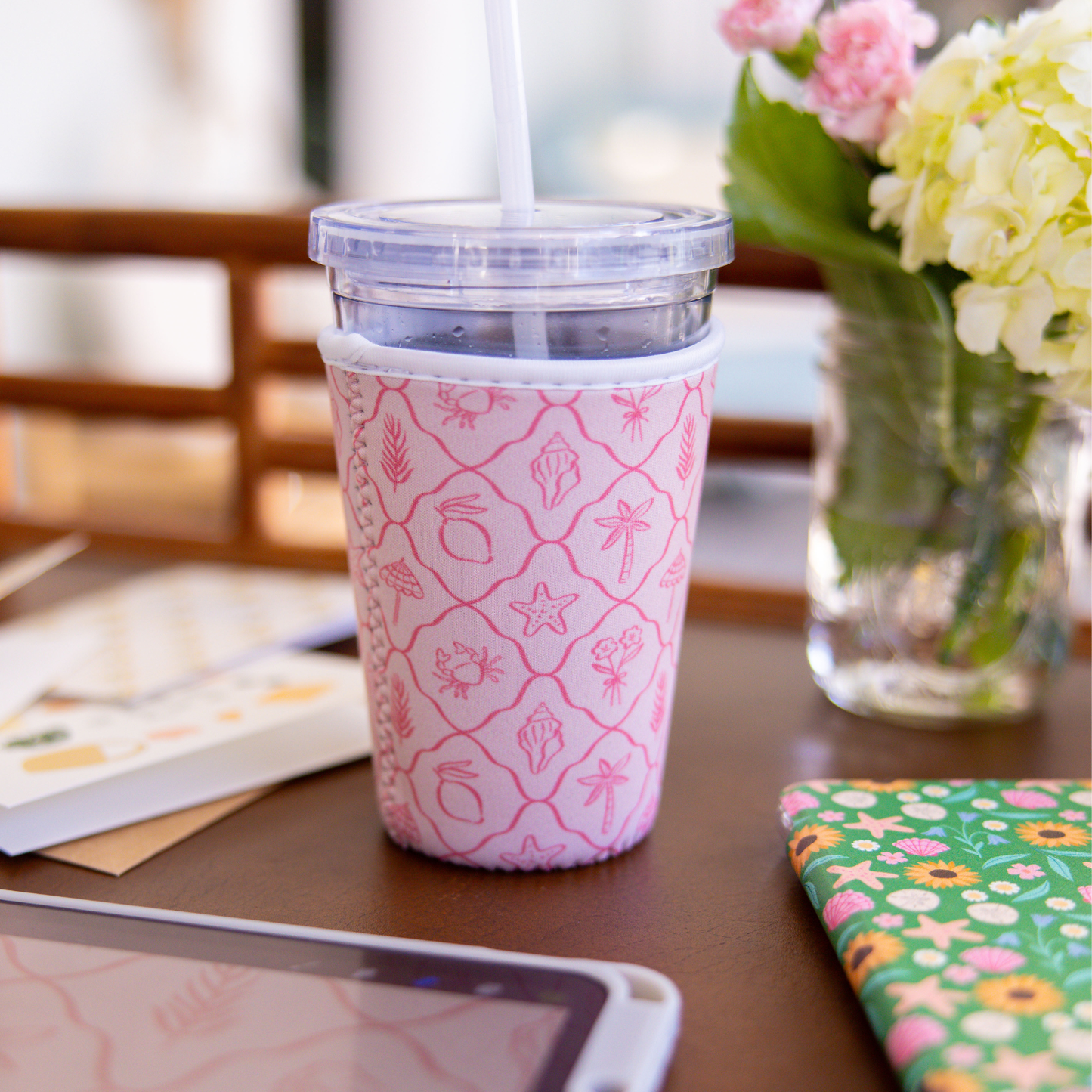 Pink Palm Summer Iced Coffee Sleeve