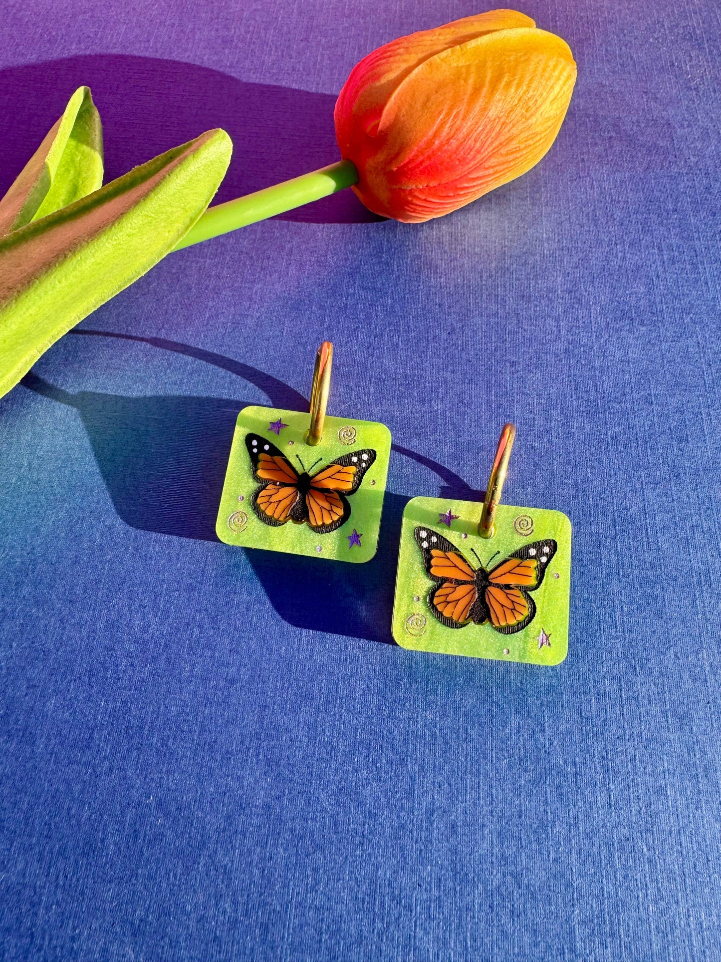 Monarch Butterfly Tile Earrings