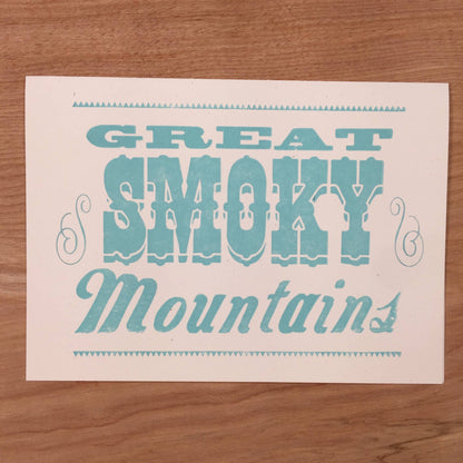 Great Smoky Mountains Letterpress Greeting Card