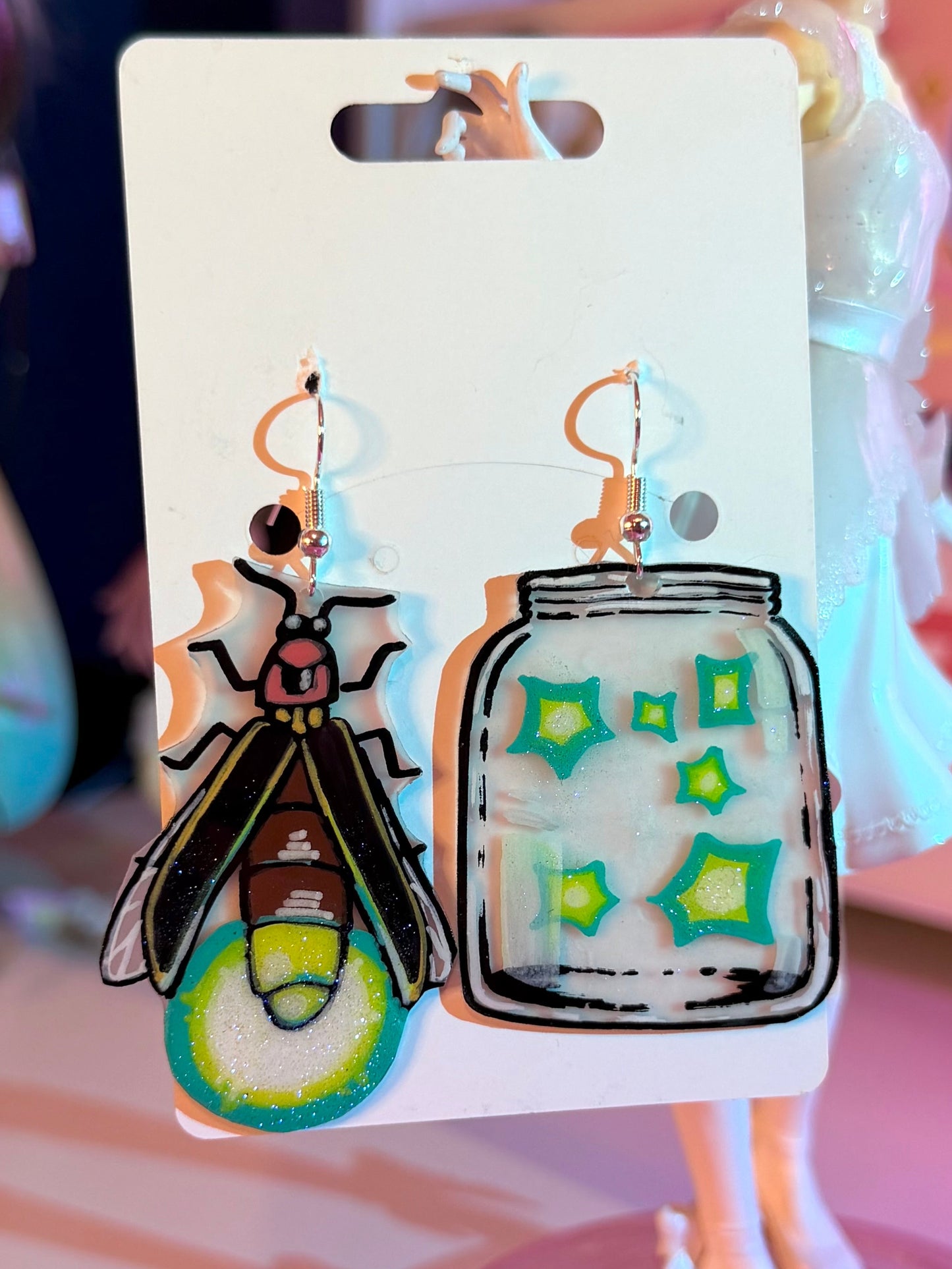 Lightning Bug Shrinky Dink Earrings