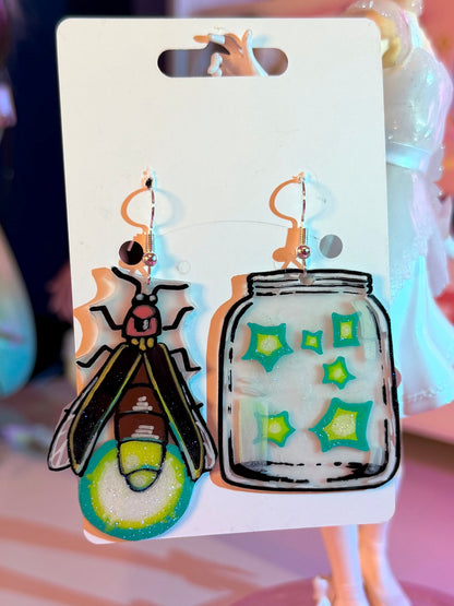 Lightning Bug Shrinky Dink Earrings