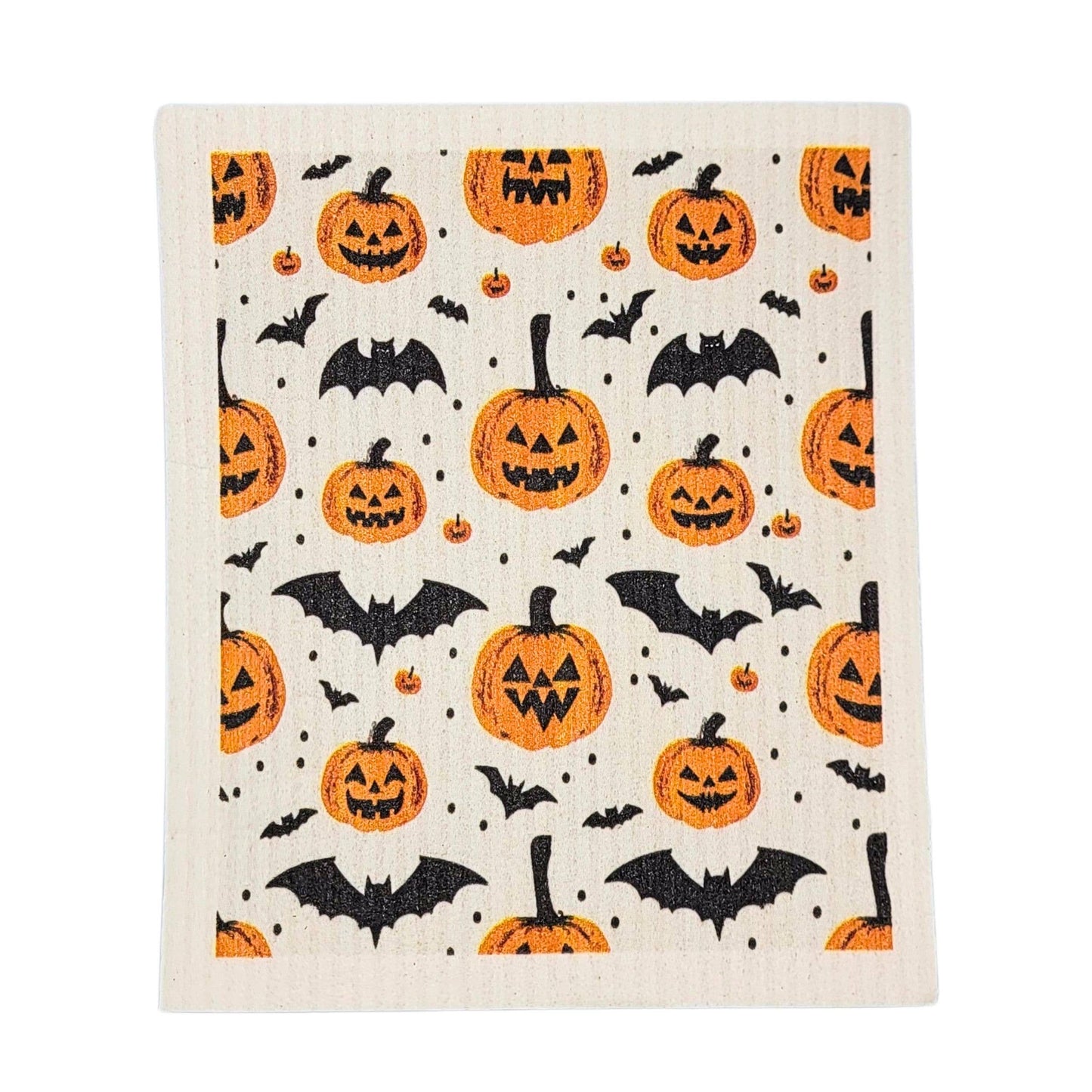 Pumpkins & Bats Swedish Dishcloth