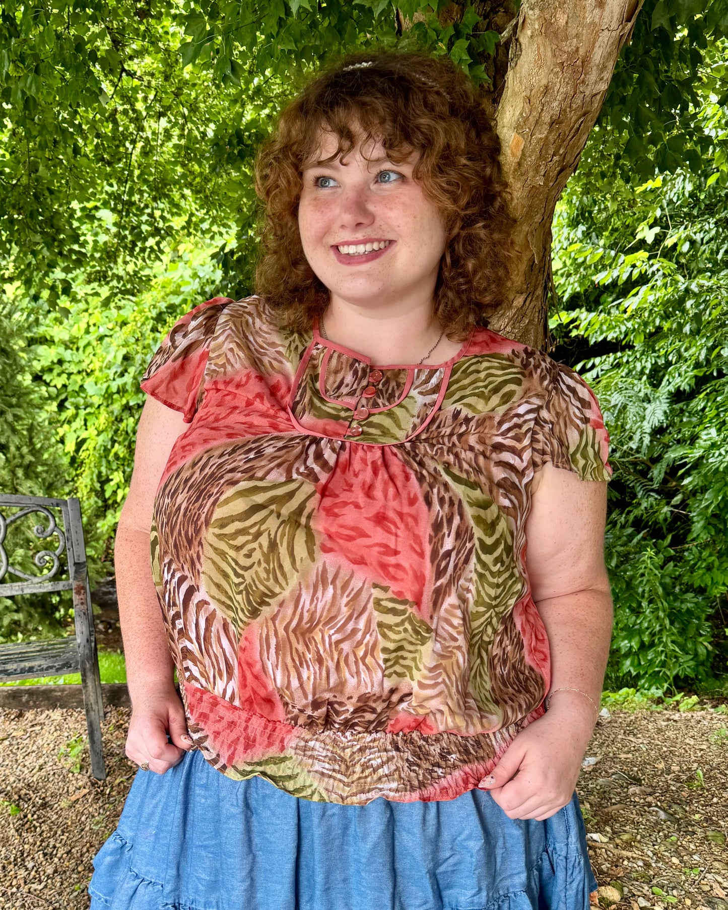 Animal Print Blouse 2X Vintage