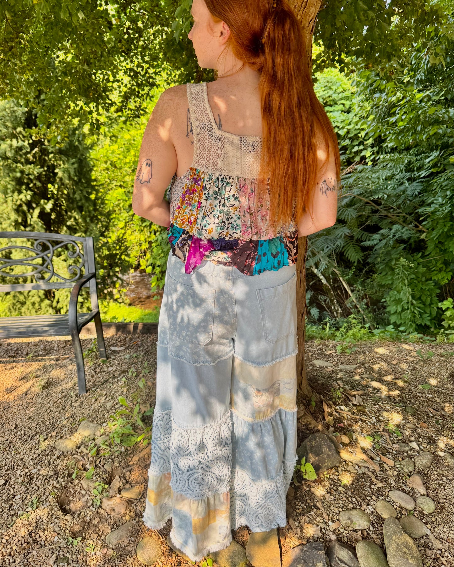 Denim + Lace Bell Bottoms