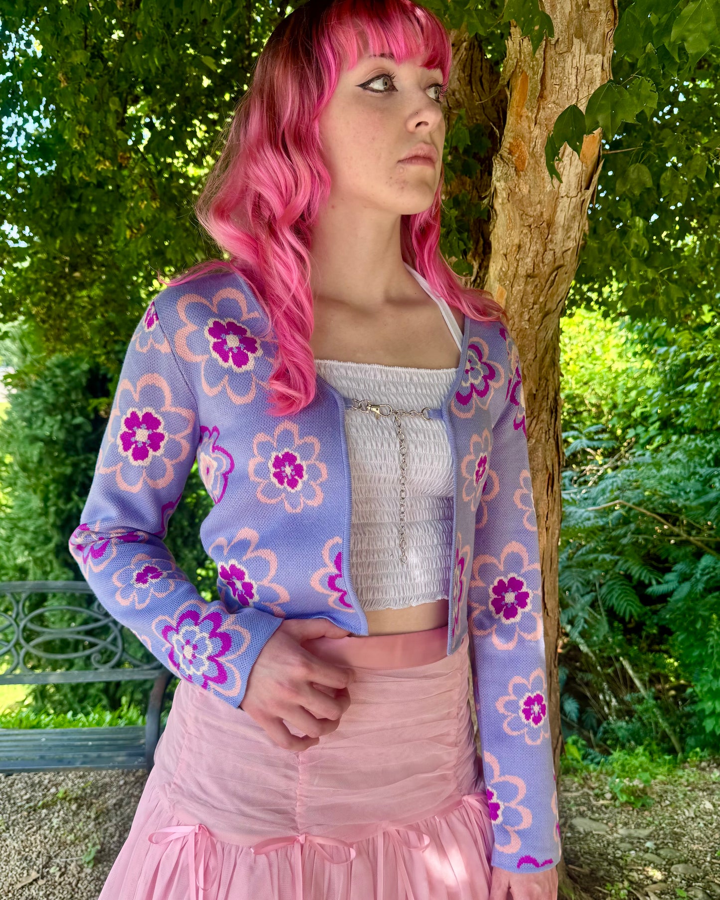 Y2K Floral Chain Cardigan
